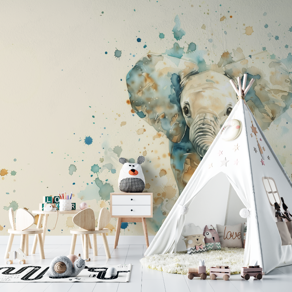 Papier peint bébé éléphant - bebe tipi