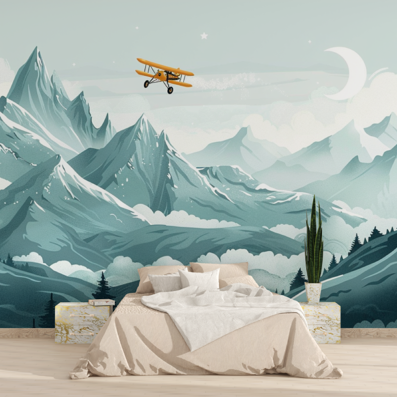Papier peint scandinave avion pour enfants tapisserie 2025