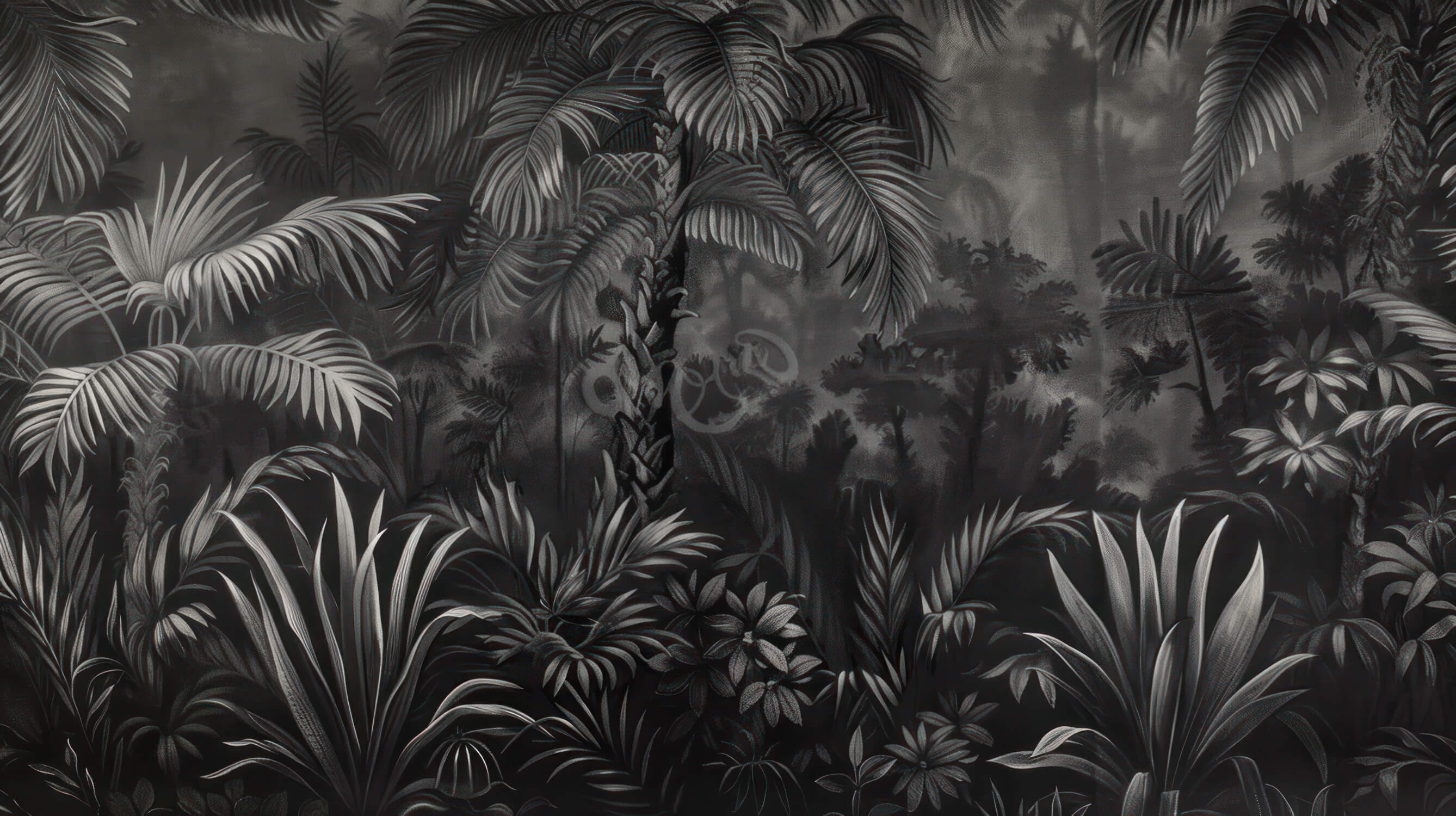 Papier Peint Tropical Fond Noir