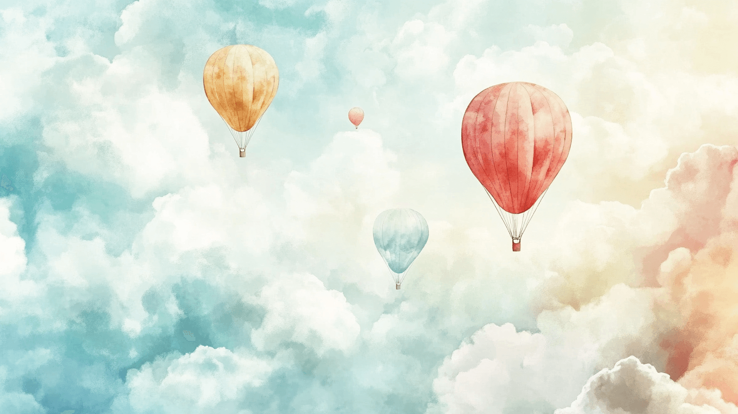 Papier Peint Montgolfière Et Nuages En Coton