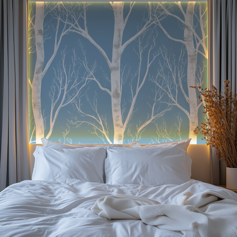 Papier peint arbre blanc chambre premium