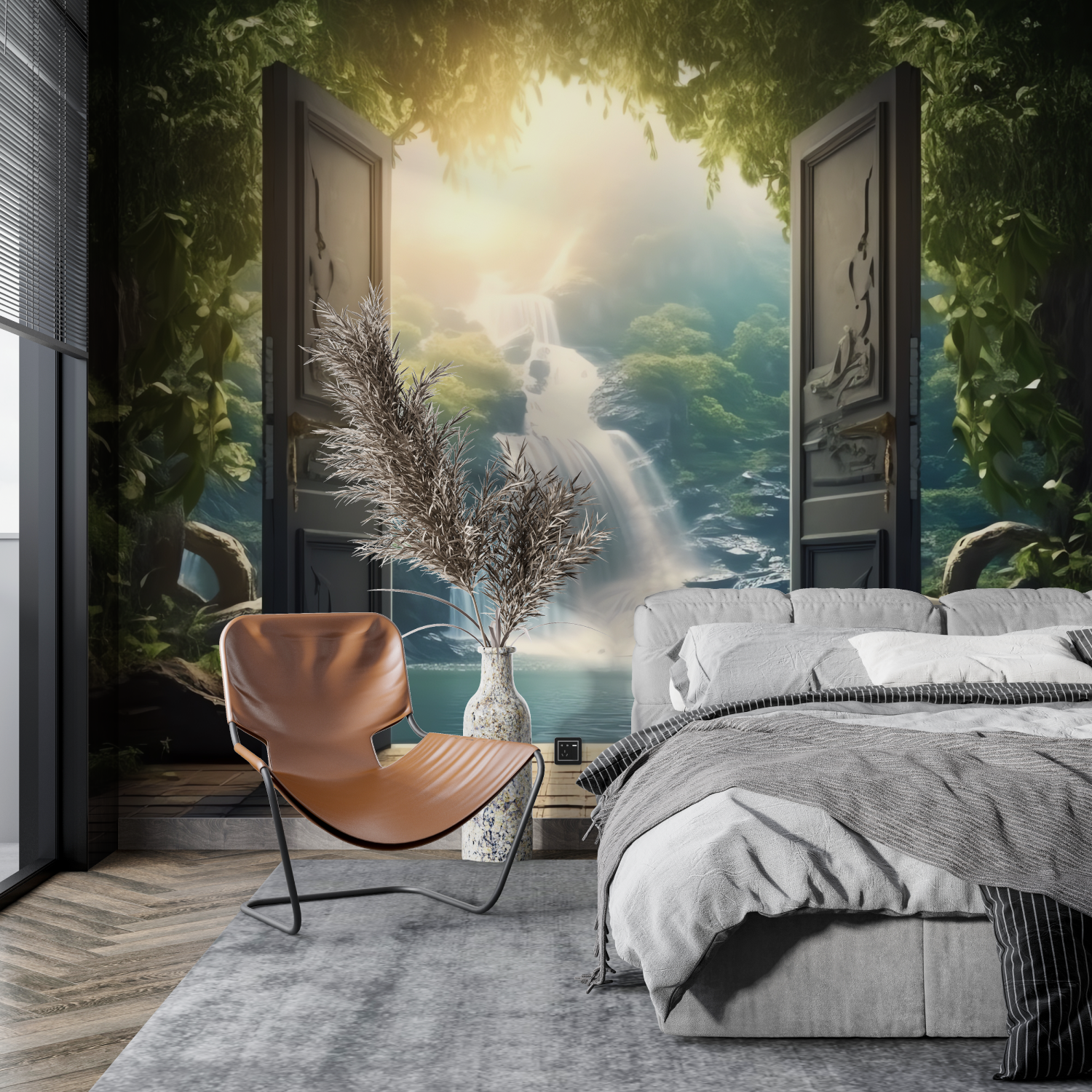 Trompe L Oeil Zen Waterfall Wallpaper - Second Image