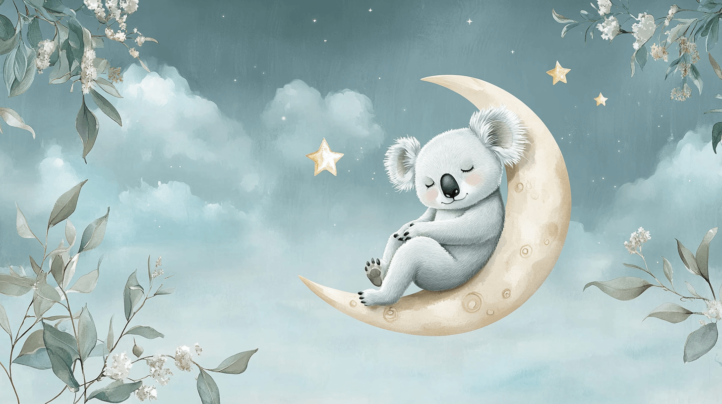 Papier Peint Koala Rêveur Sur La Lune