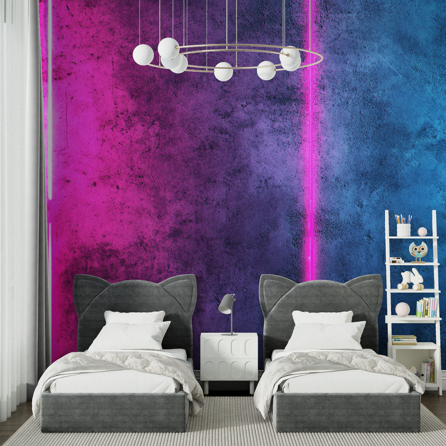 Papier peint texture de beton neon chambre spiderman