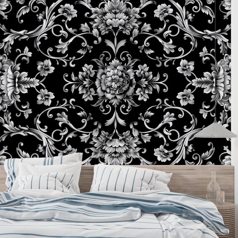 Papier Peint Noir Baroque - sur mesure