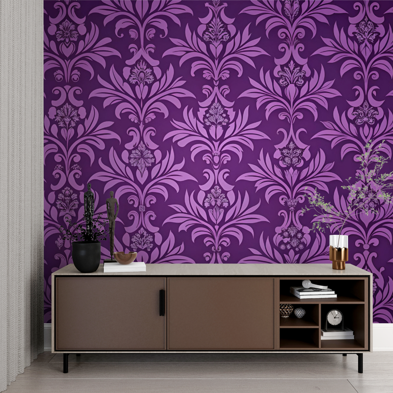 Papier Peint Baroque Mauve - imprimé