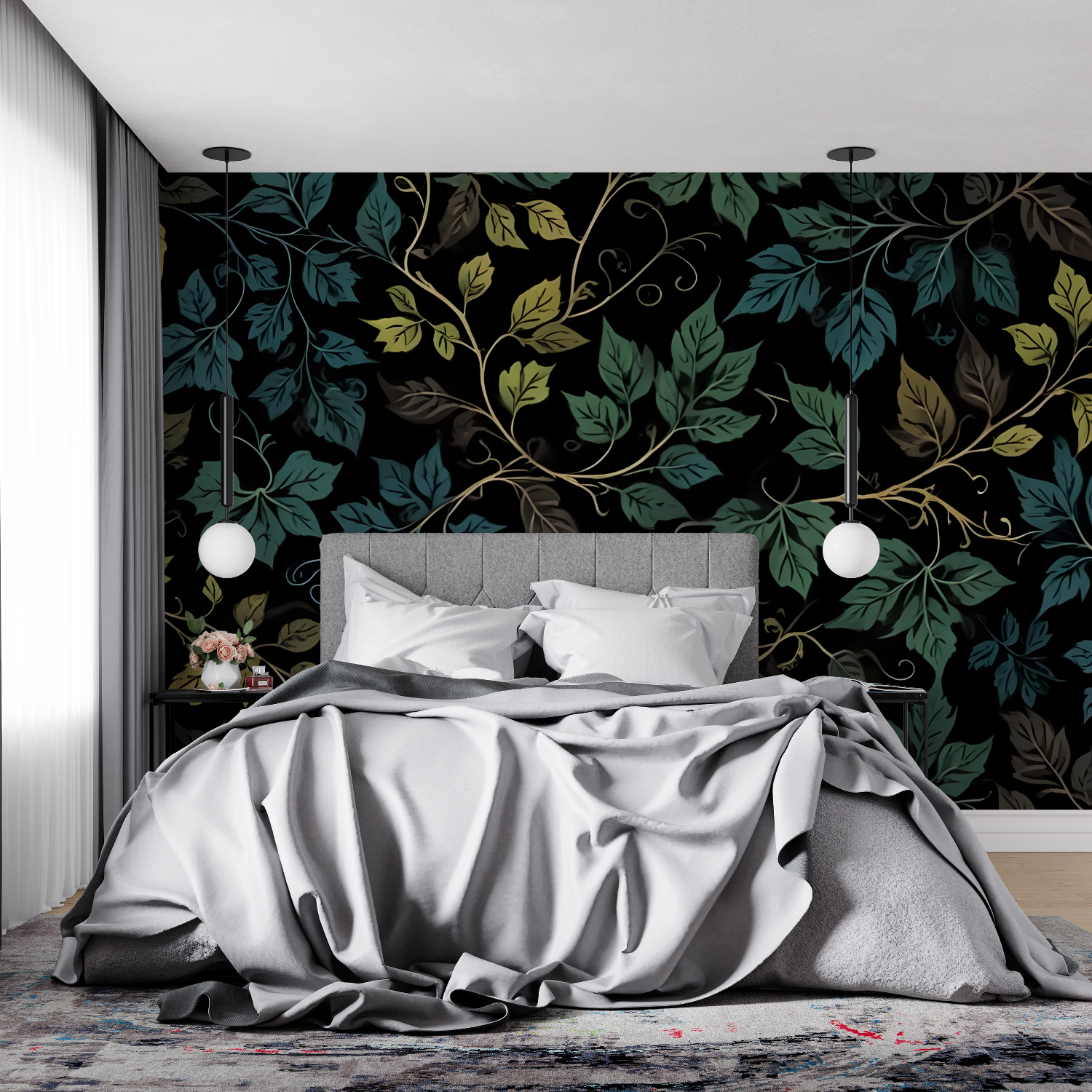 Papier Peint Vert Et Noir - tendance mur