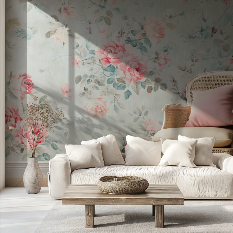 Papier peint vintage pastel canape tendance