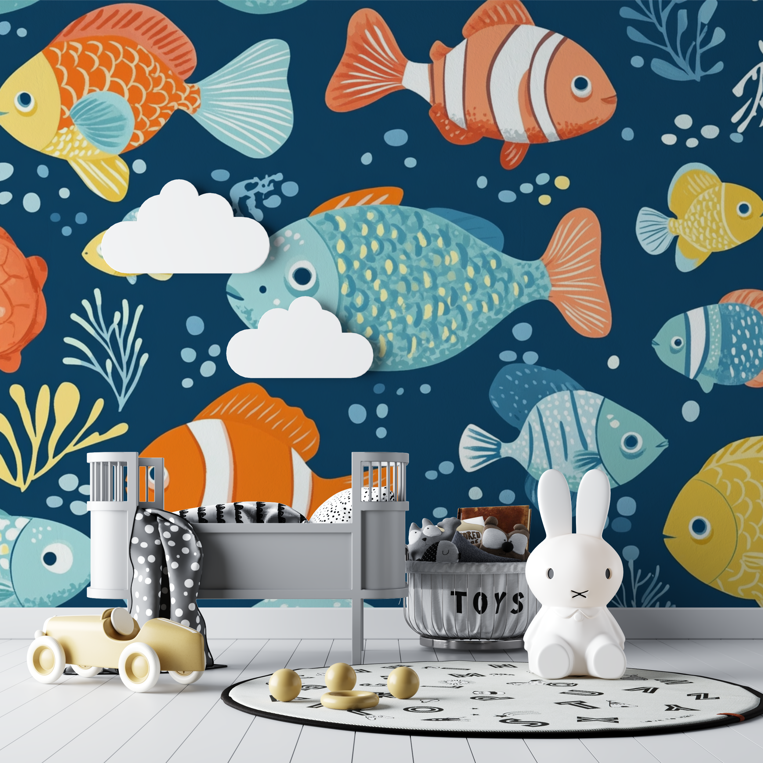 Papier peint marin motif joyeux bebe tipi