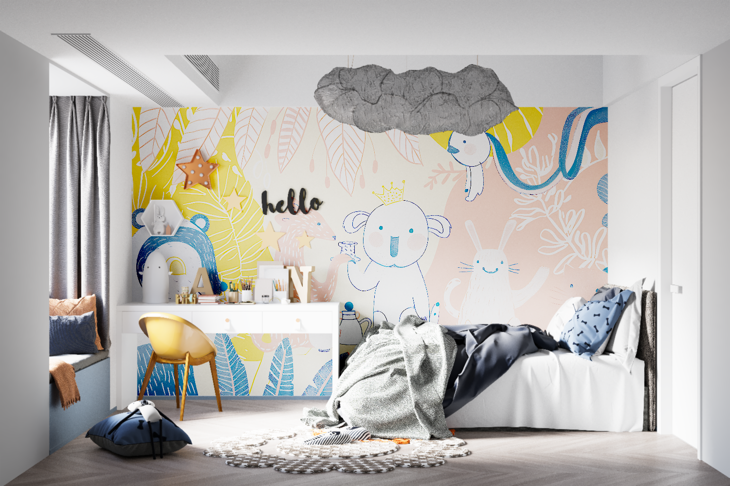 Trendy kinderbehang Dieren - Second Image