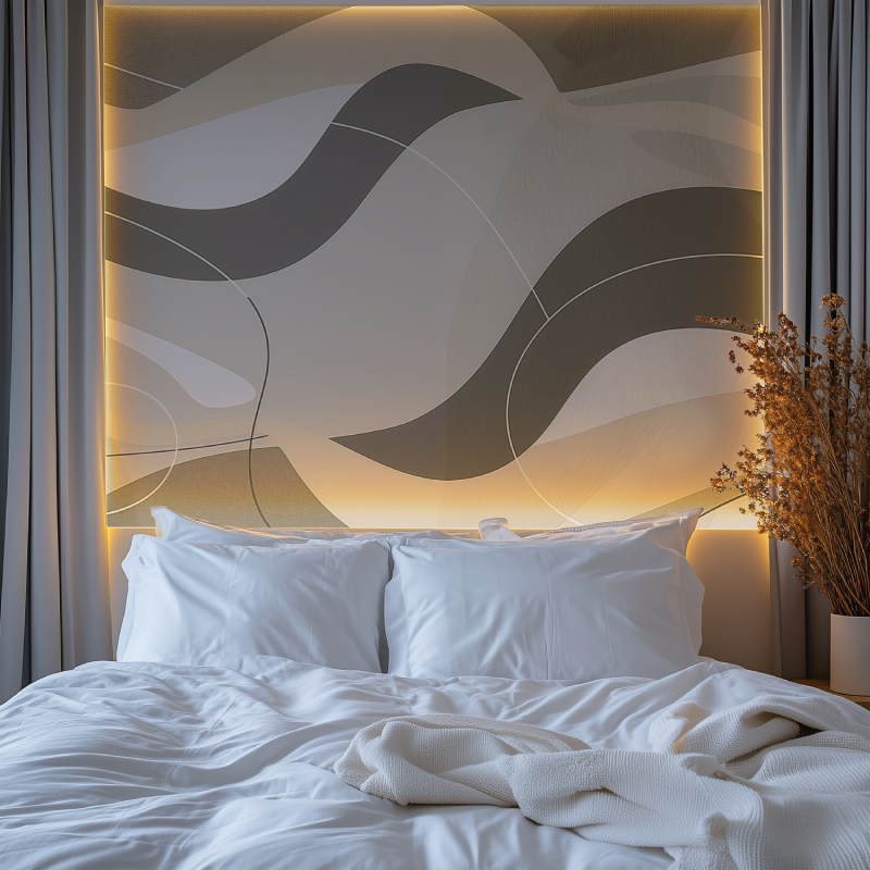 Papier peint panoramique lignes abstraites chambre premium