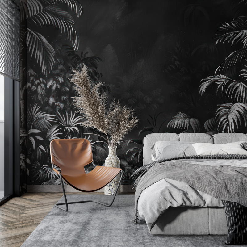 Papier Peint Jungle Fond Noir - tendance mur