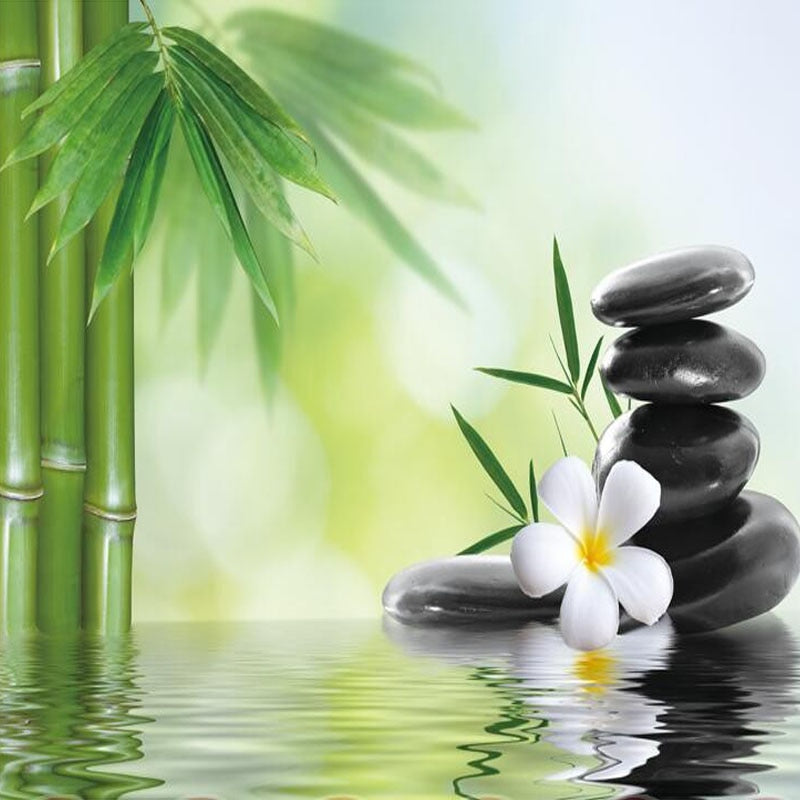 Custom Mural Wallpaper Home Decor Bamboo Stones Bedroom