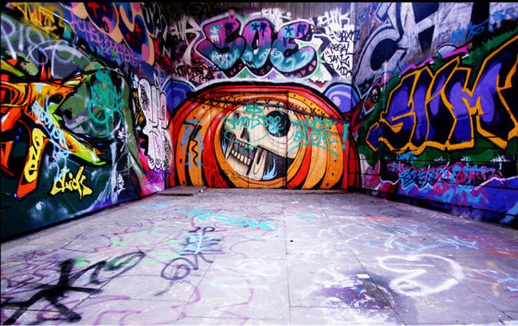 Custom Mural Wallpaper 3D Colorful Graffiti Retro Modern