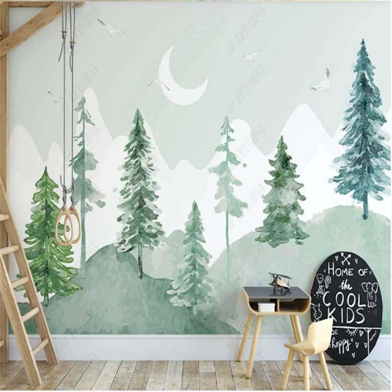 Klassiek babybehang <br/> Groen bos aquarel