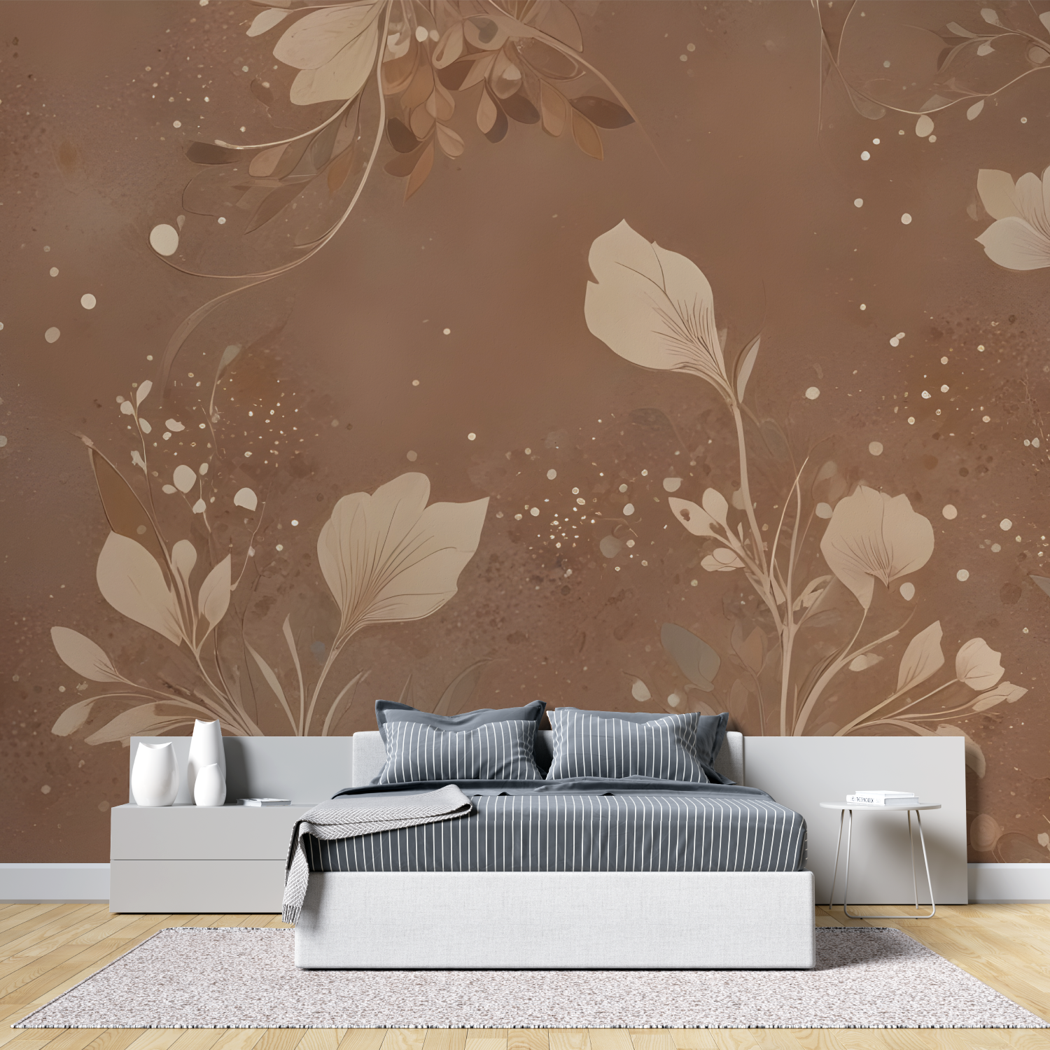 Papier peint cocooning marron fonce tete de lit