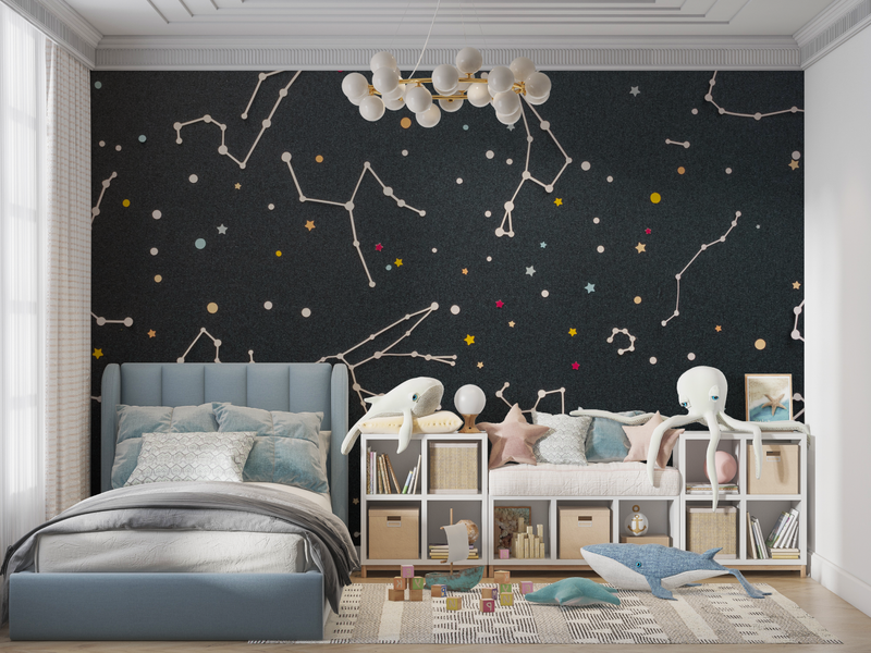 Papier Peint Garçon Constellations d'Étoiles - mur chambre panoramique