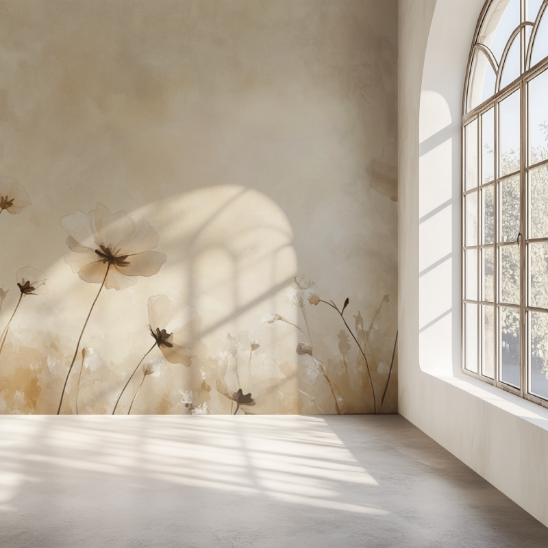 Papier peint fleur pissenlit mur simple
