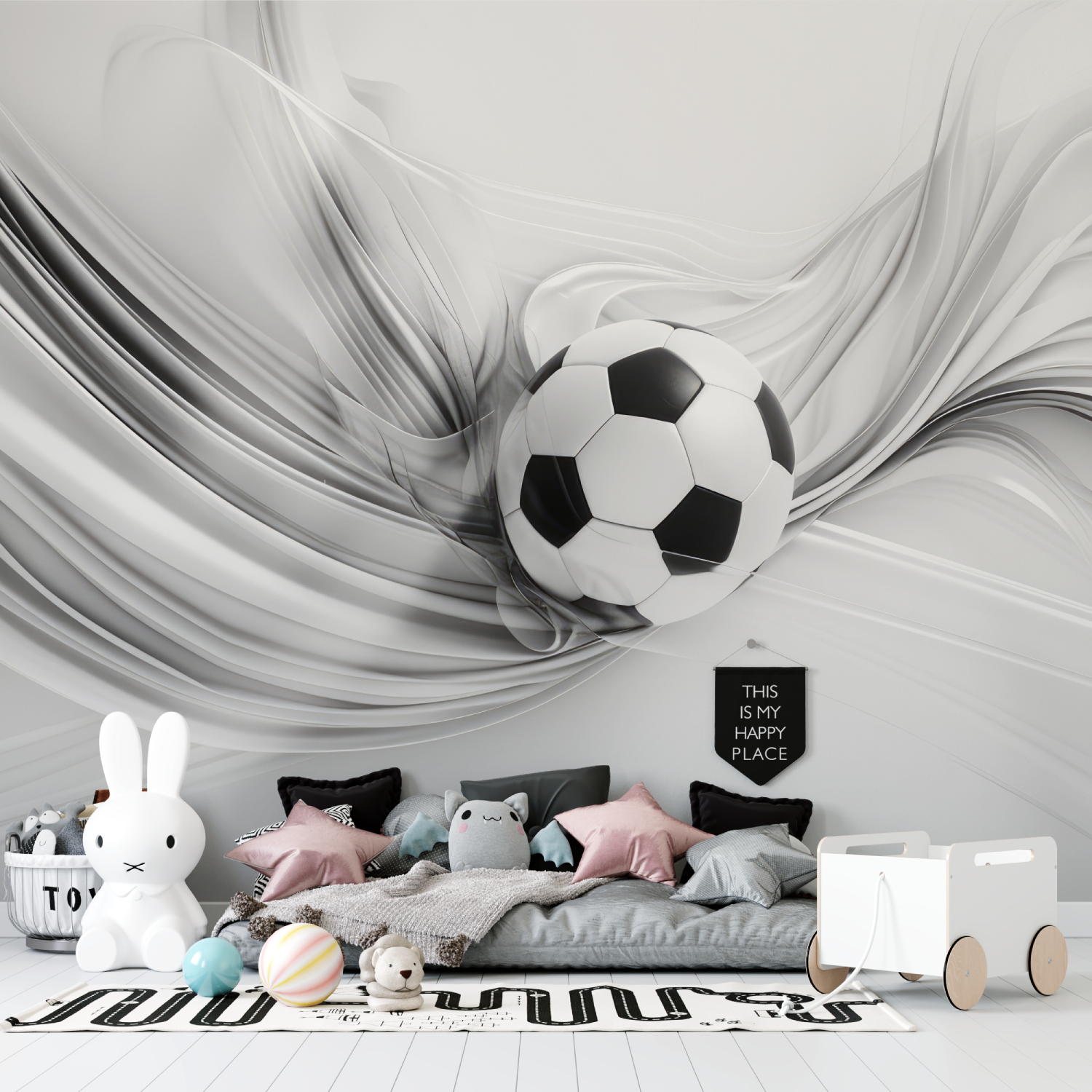 Papier peint 3d ballon foot tapisserie garcon