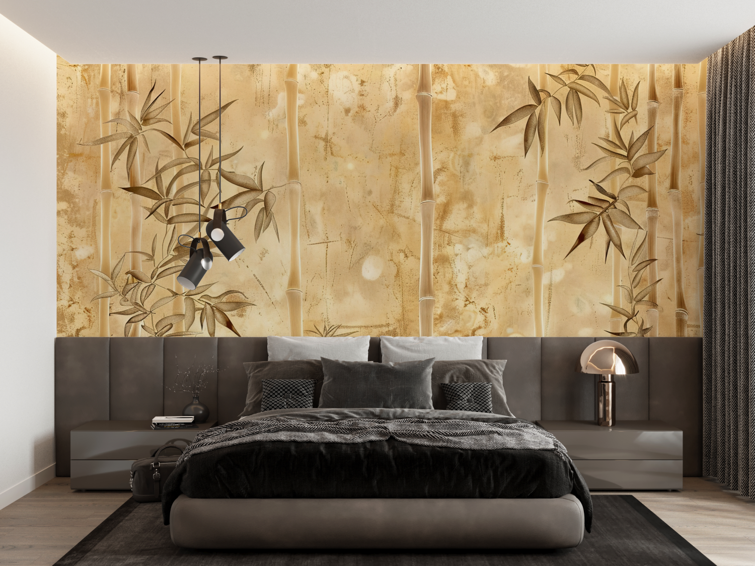 Beige Bamboo Design Wallpaper - Second Image