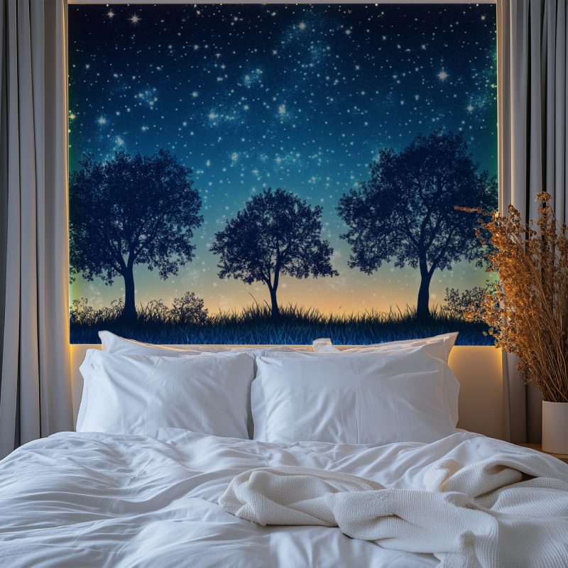 Papier peint arbre et etoile chambre premium