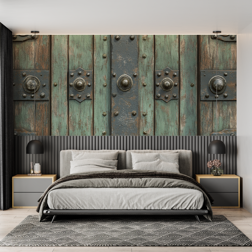 Papier peint trompe l oeil porte chambre adulte tendance