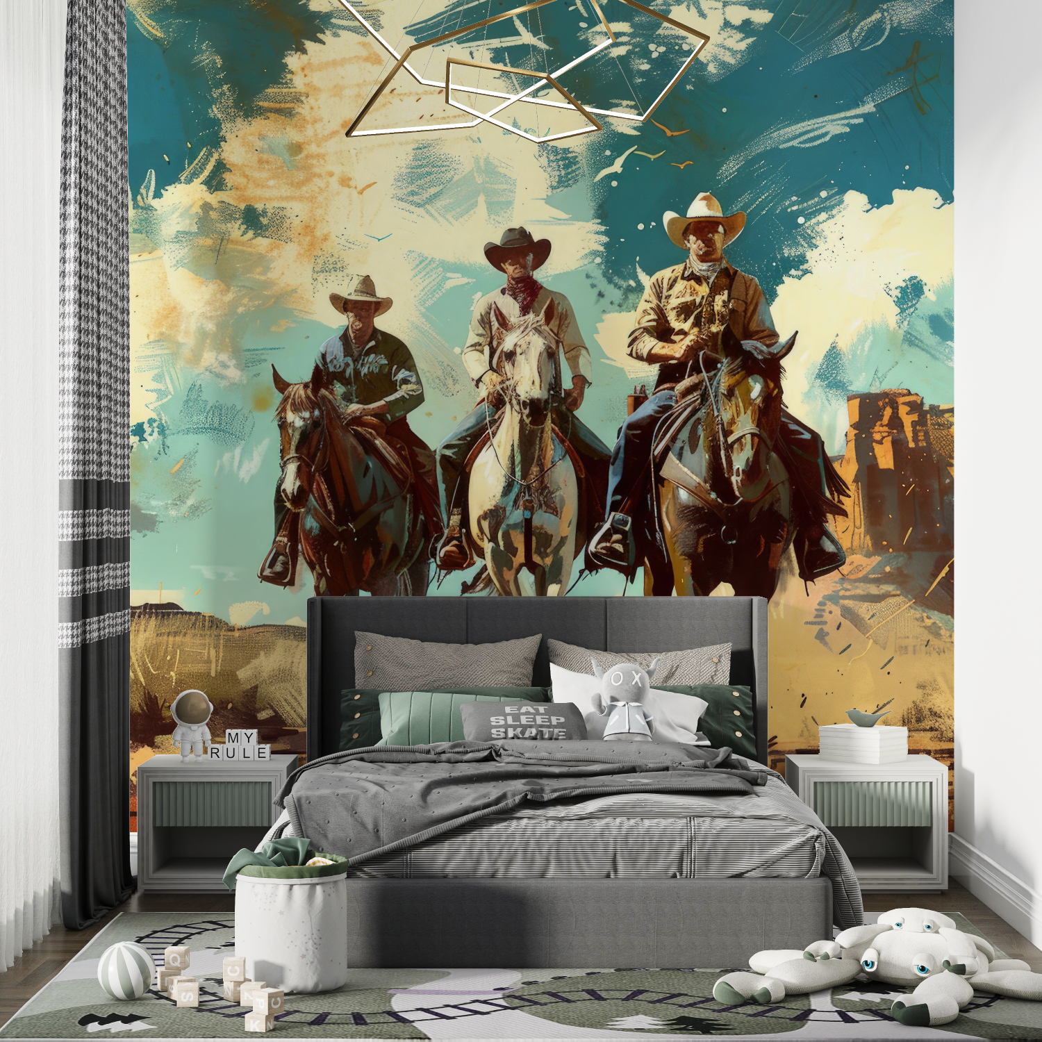 Papier peint garçon Cow-boys - chambre petit