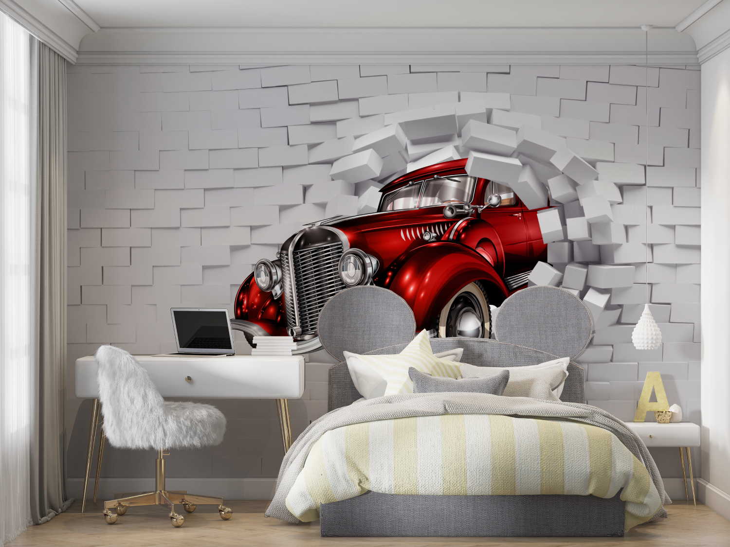Papier peint garcon voiture tro...il mur chambre panoramique