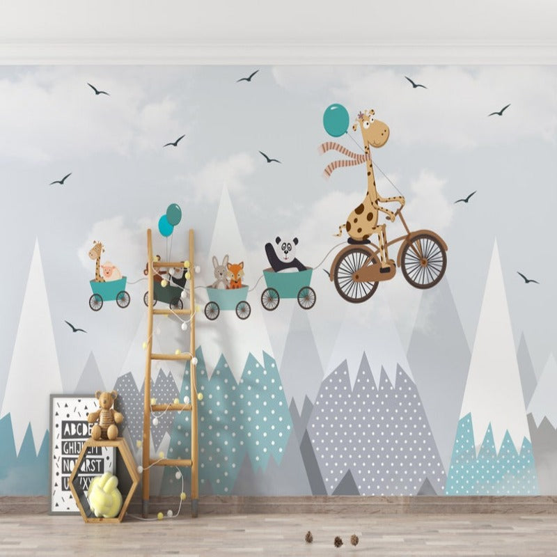 Papier Peint Bébé Classique <br/> Ballon Bleu Volant