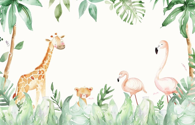 Baby wallpaper safari pastel dieren