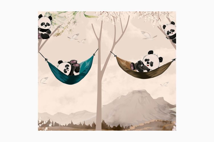 Dierenbehang <br/> Babypanda en hangmat