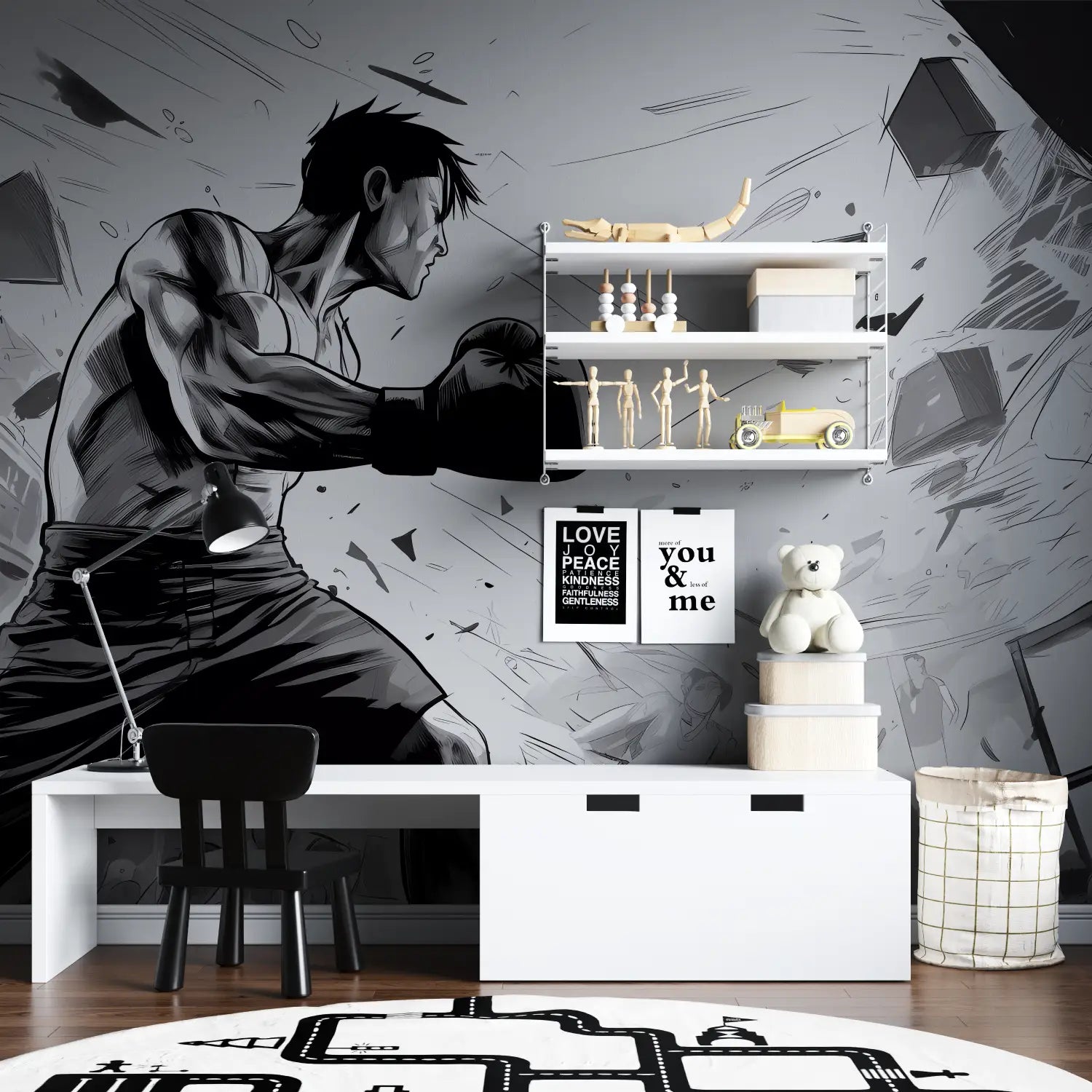 Papier Peint Anime Noir Et Blanc Boxe - tapisserie spiderman