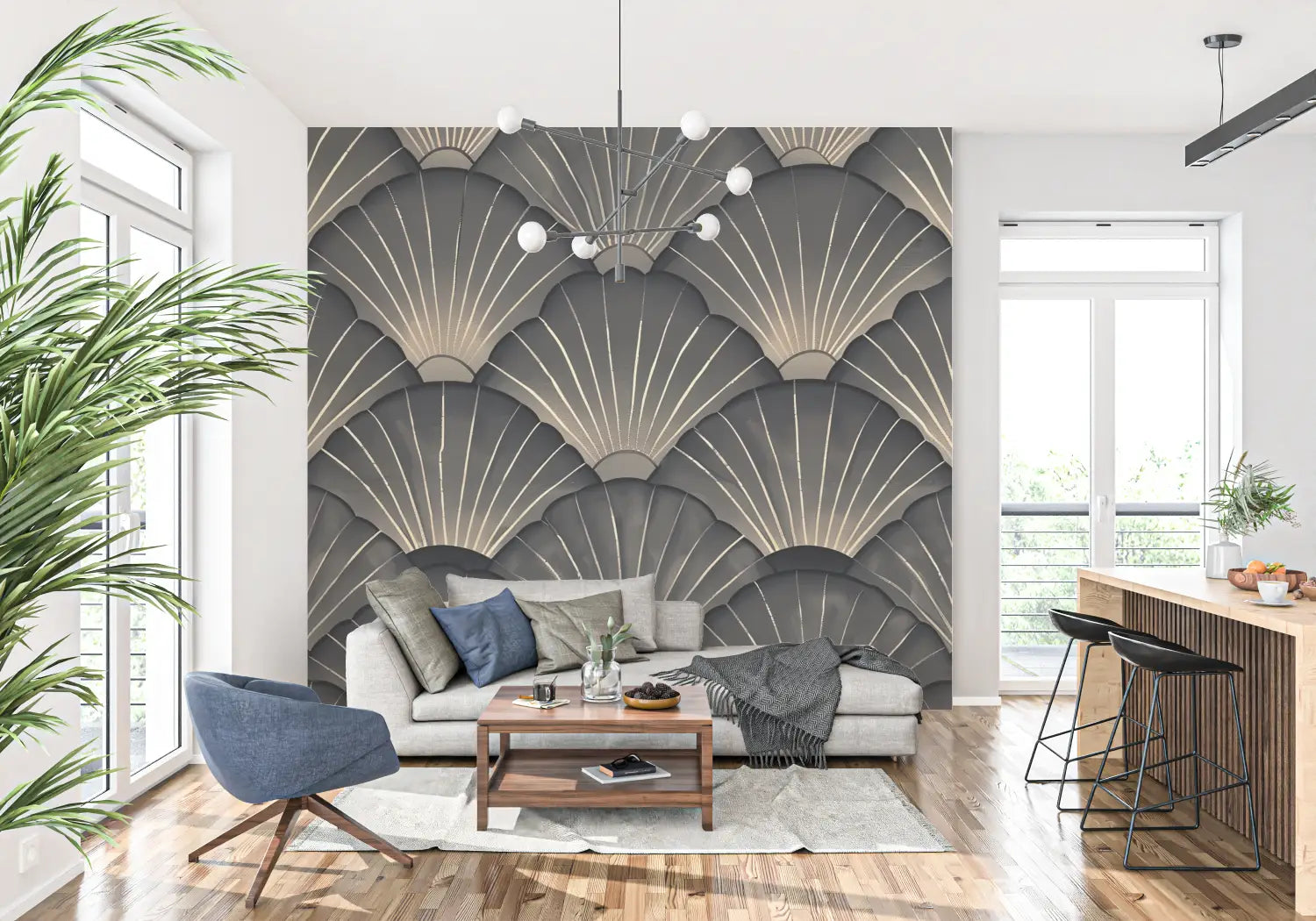 Papier Peint Art Deco Gris - panoramique tendance