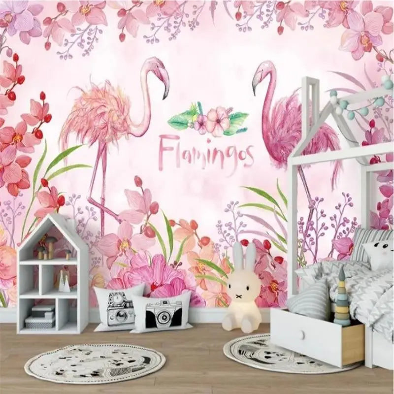 Papier Peint avec Flamant Rose