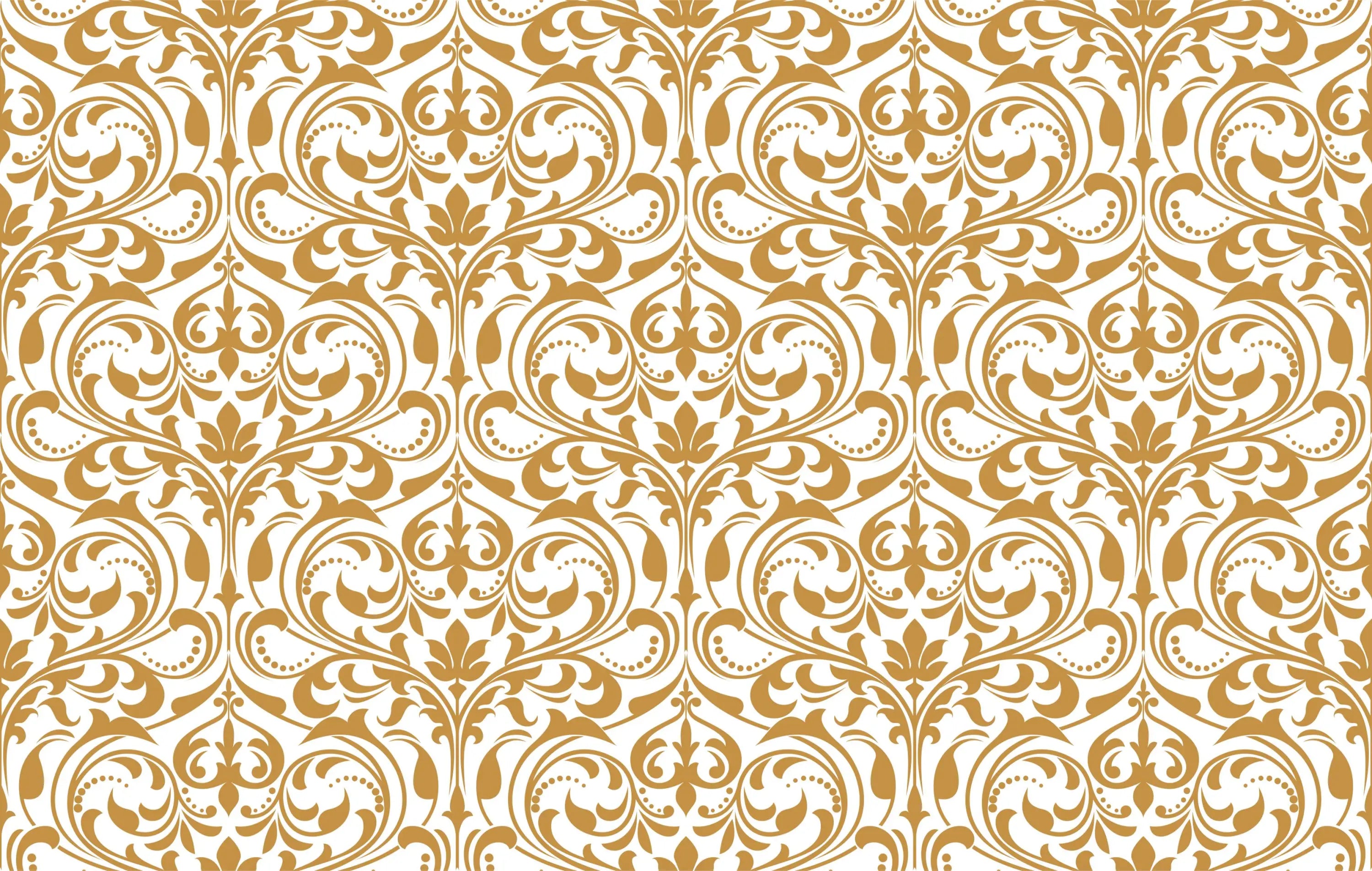 White and golden baroque wallpaper