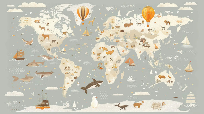 Papier Peint Carte Du Monde Animaux