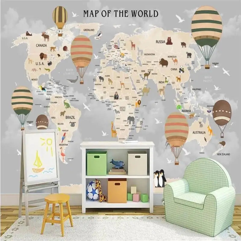 Papier Peint Carte du Monde Enfant