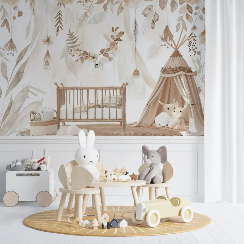 Papier peint Chambre Bébé Bohème - bebe tipi