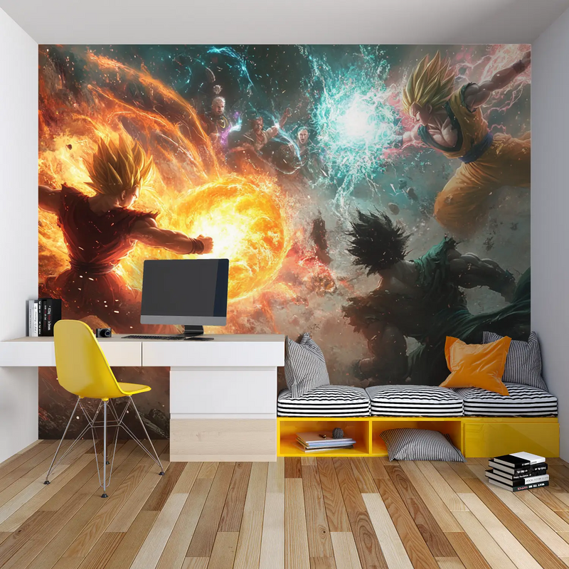 Papier Peint Dbz Artistique - chambre garçon lit