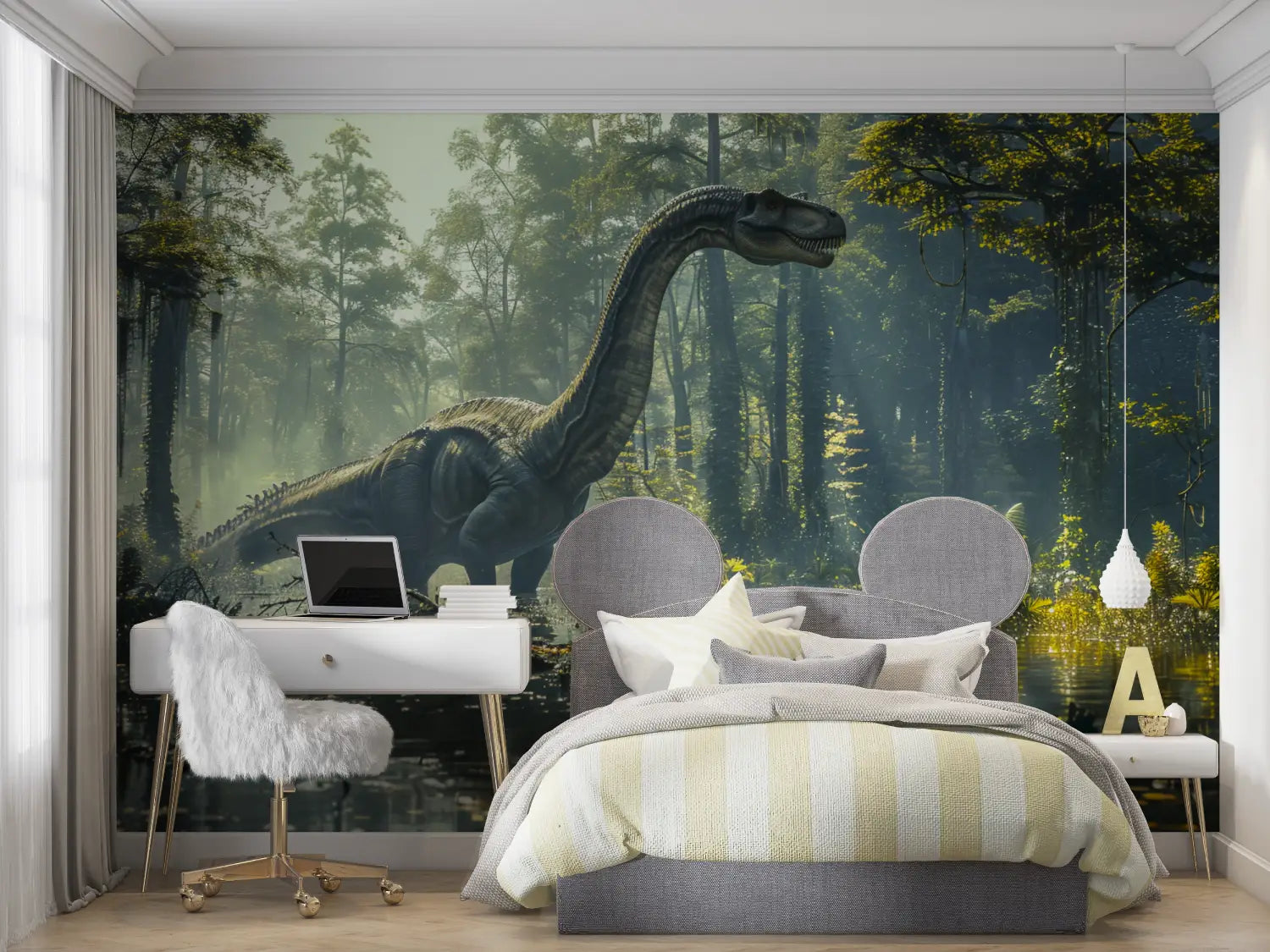 Papier Peint Dinosaure Sauropode dans la Nature - mur chambre panoramique