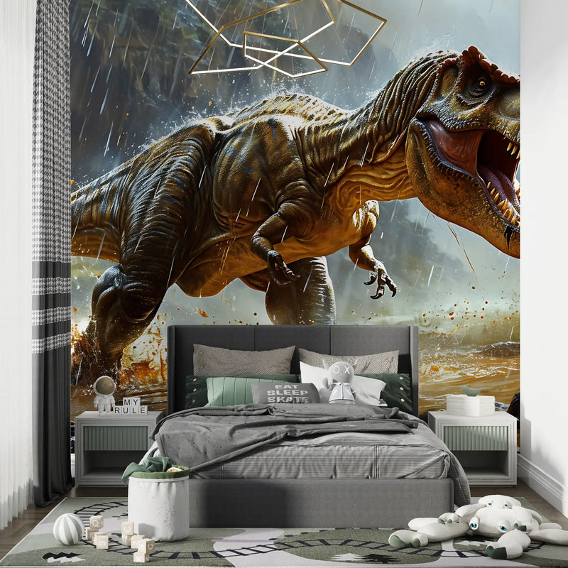 Papier Peint Dinosaure T Rex Affamé - mur chambre panoramique