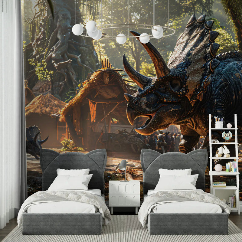 Papier Peint Dinosaure Triceratops - chambre spiderman