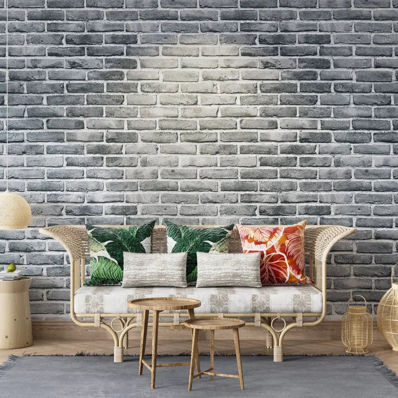 Gray Brick Effect Wallpaper - Second Image