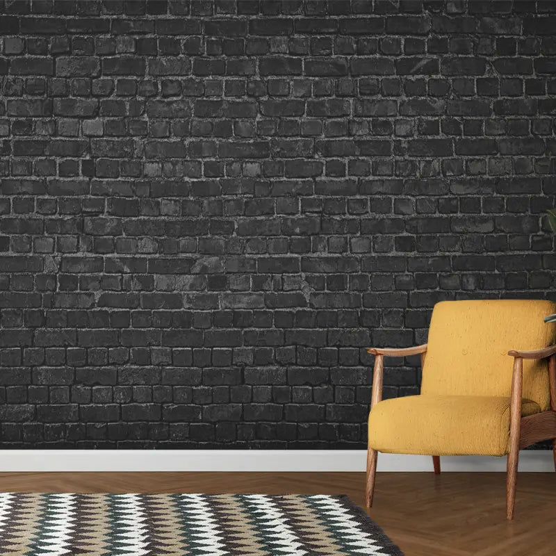 Black Brick Effect Wallpaper - Second Image