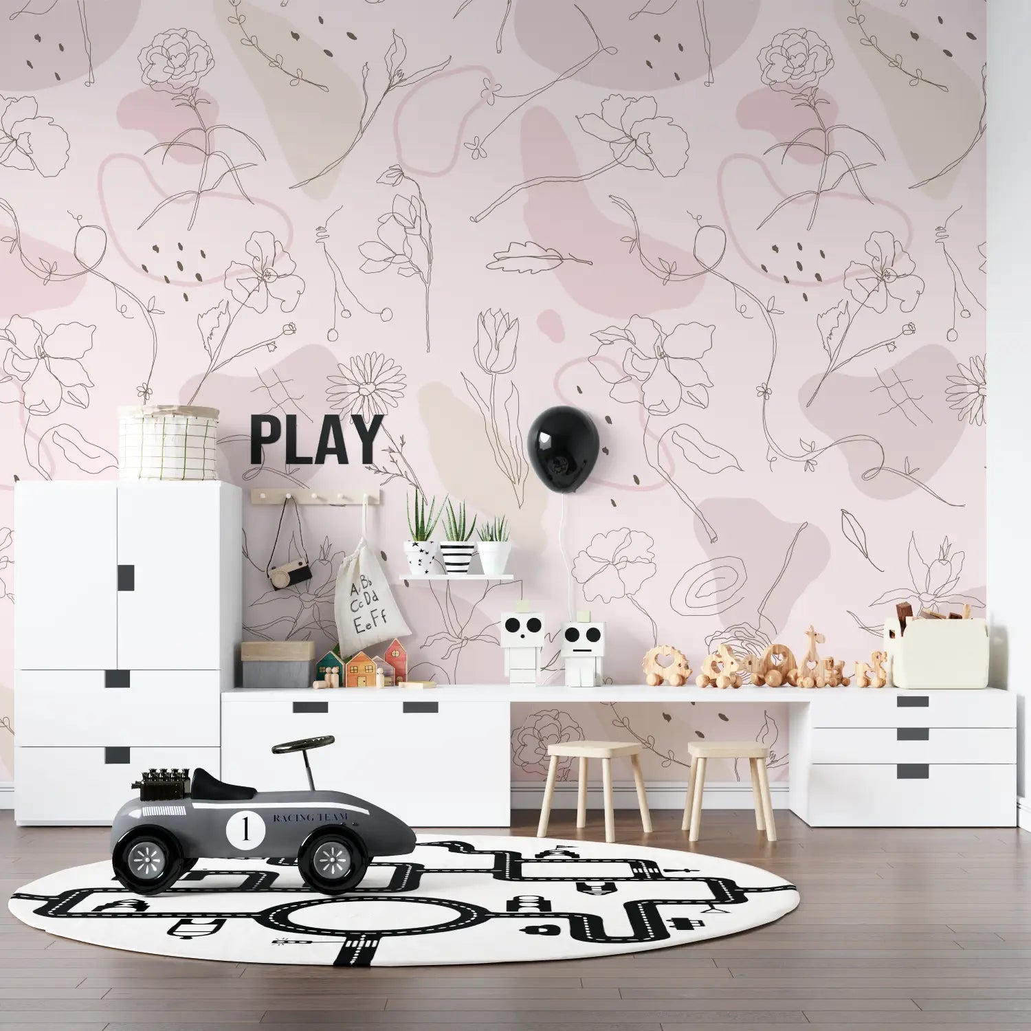 Papier Peint Enfant Fleur Design - mur panoramique