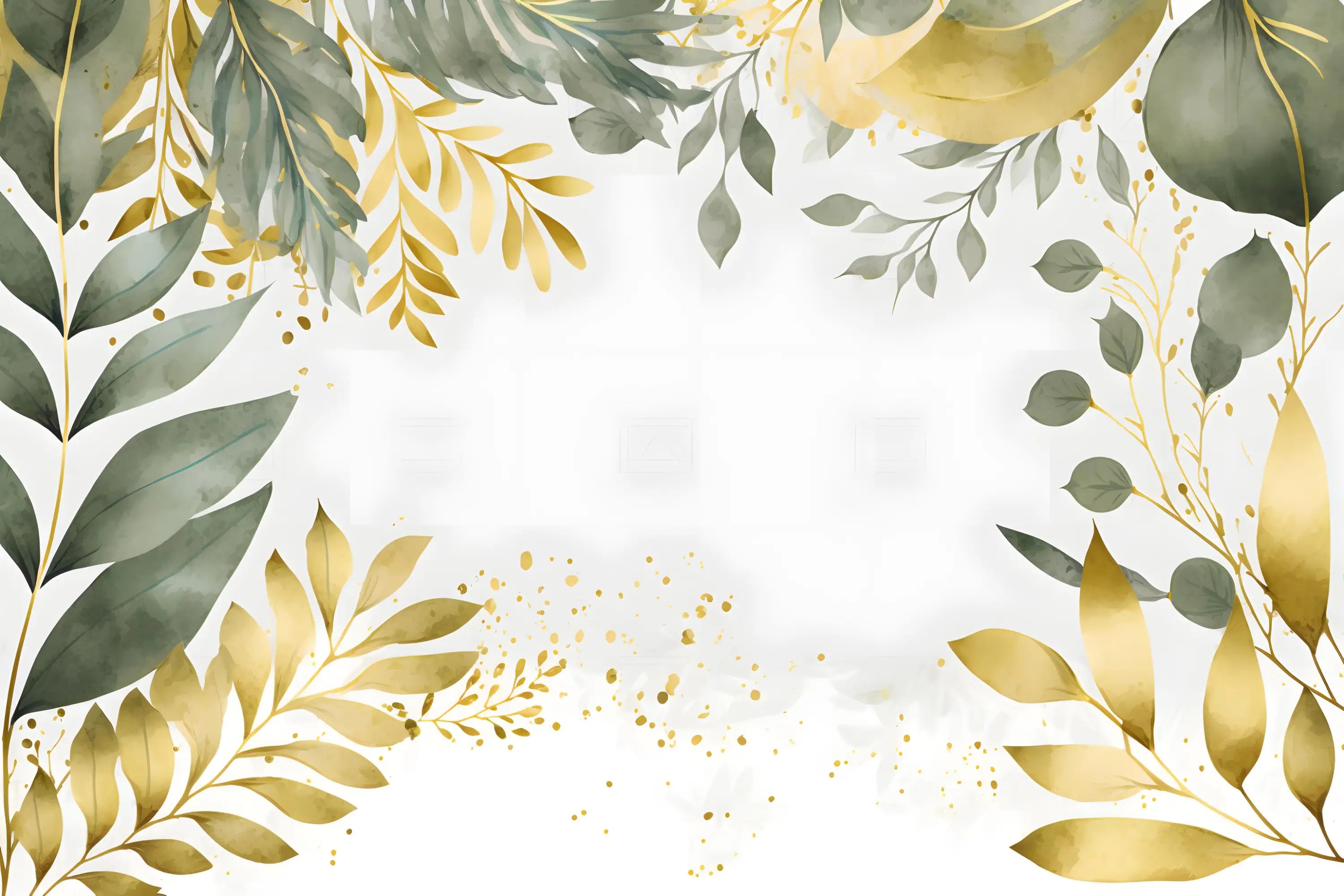 Green and gold foliage wallpaper