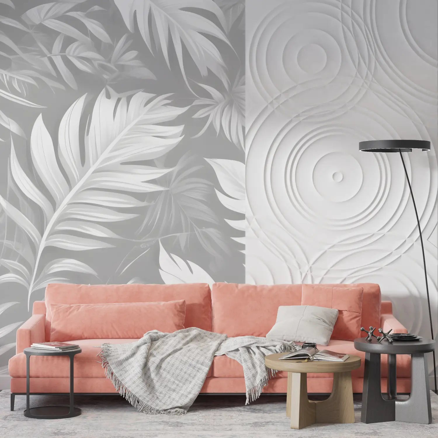 Papier Peint Feuille Gris - tendances