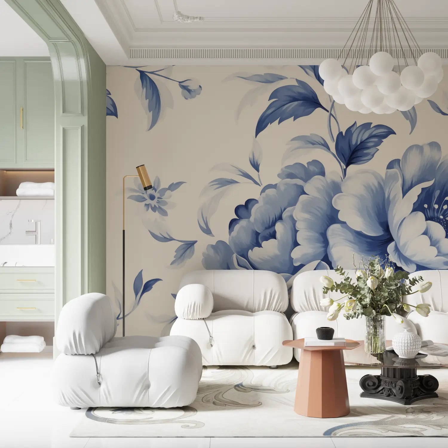 Papier Peint Fleur Bleue - tendances