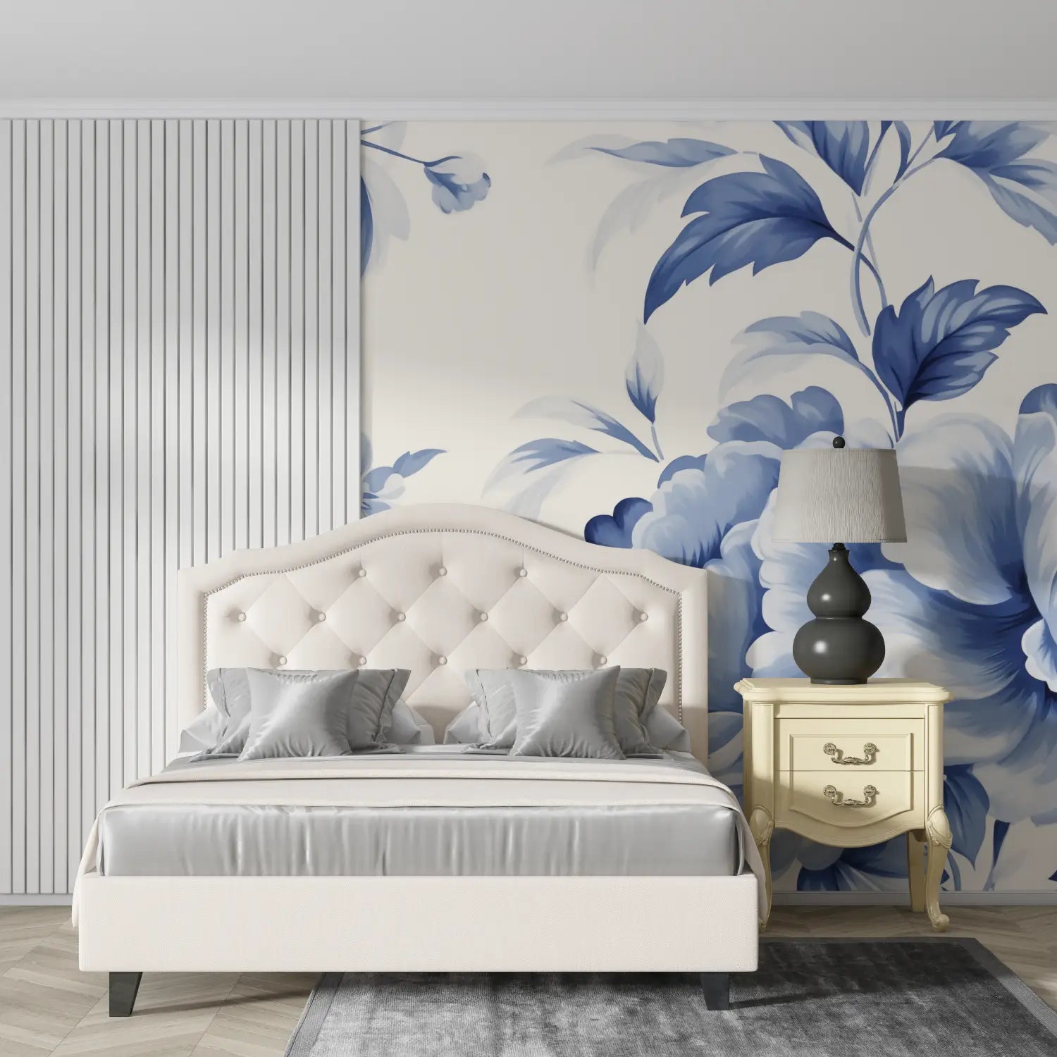 Papier Peint Fleur Bleue - design