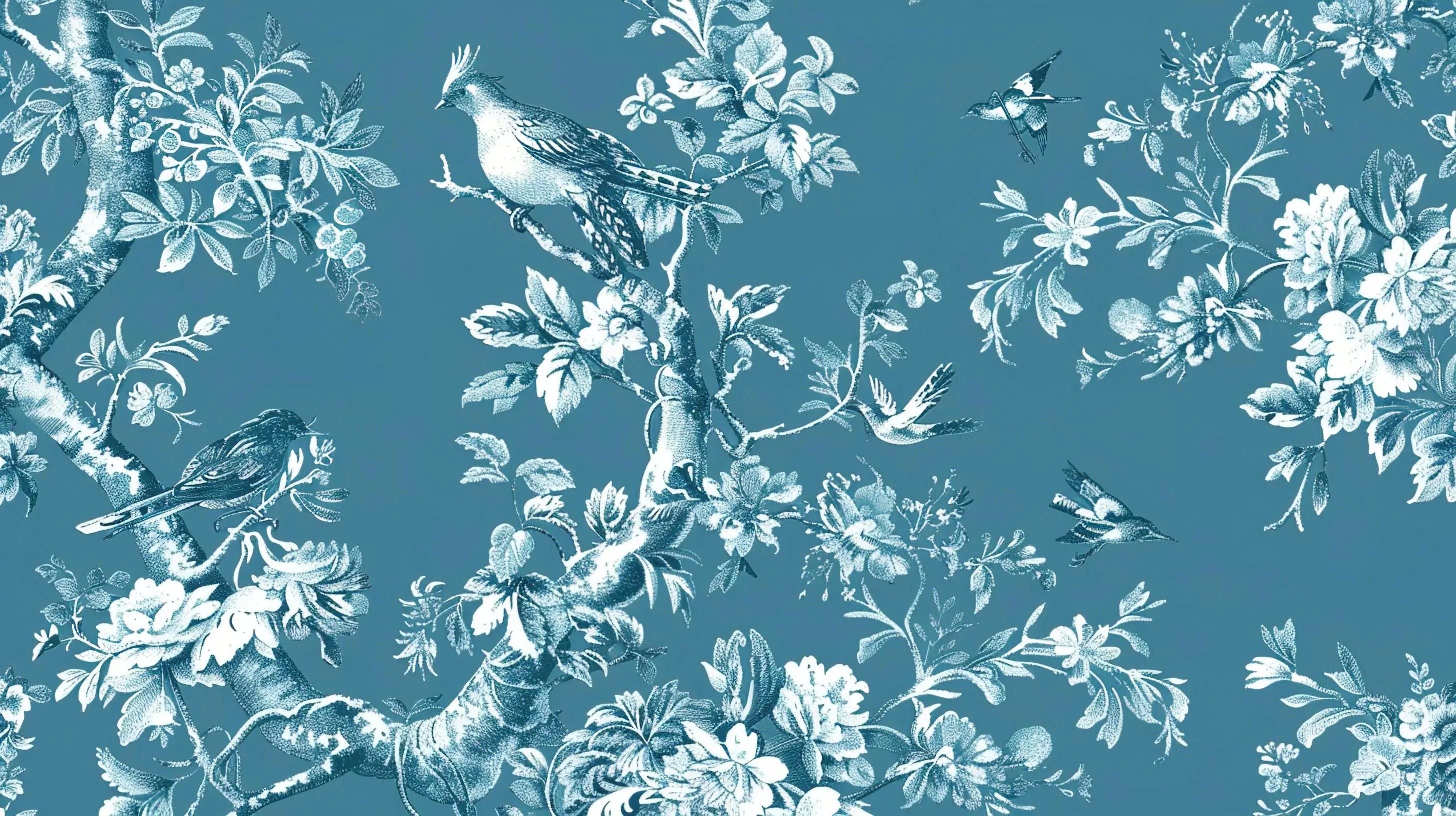 Vintage blue flower wallpaper